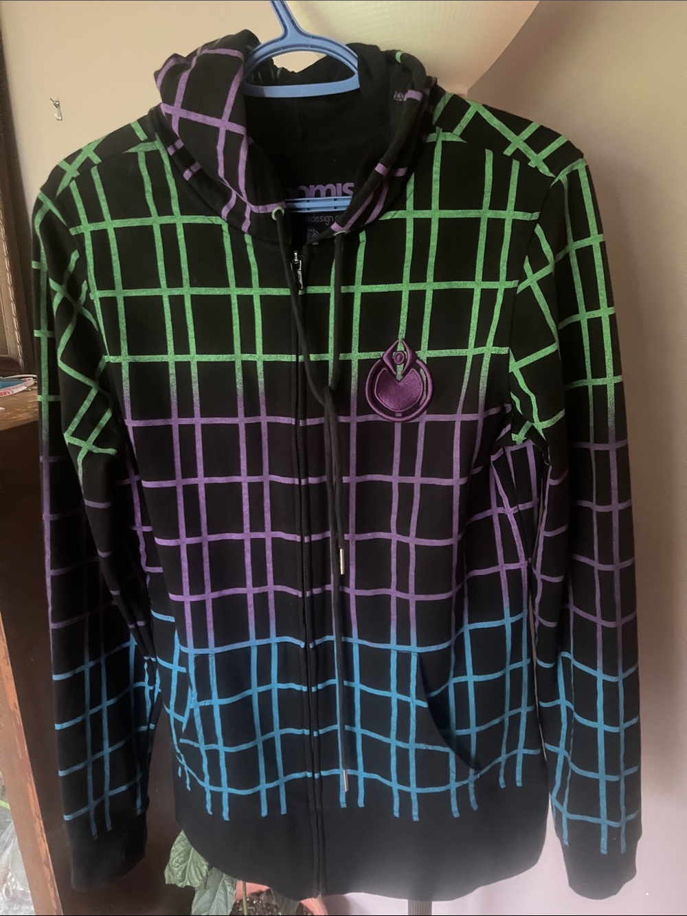 nomi Black Full-Zip Utility Jacket with Colorful Windowpane Check Pattern